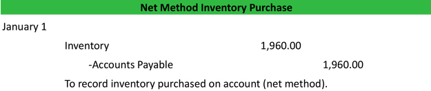 Net Method Inventory Purchase Journal Entry Example