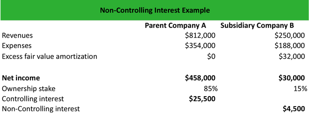 Non-Controlling Interest Example