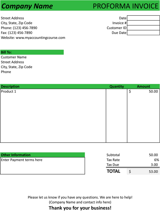 Proforma Invoice Template